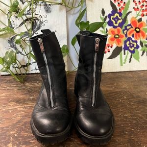 Zara zip front zipper moto bootie ankle boot Guidi dupe